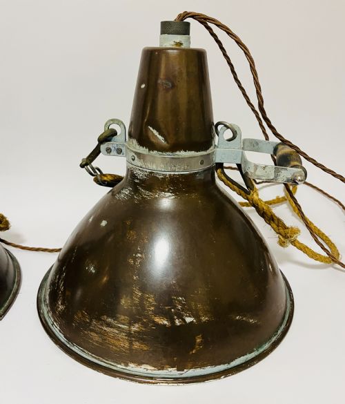 fig 1. Pair of Antique Copper Ships Lamps