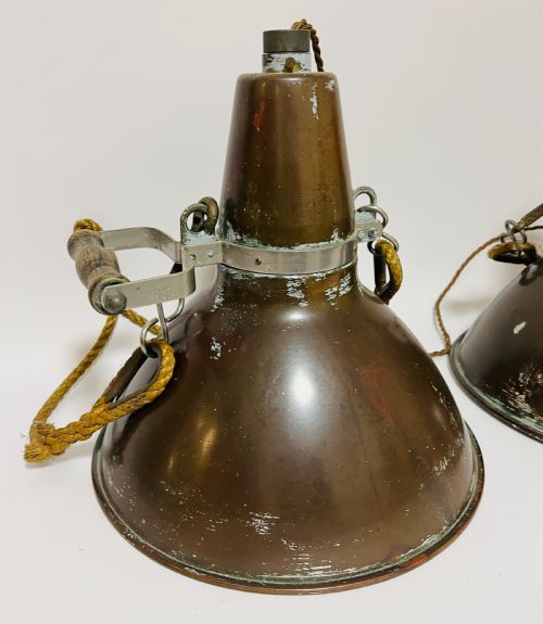 fig 2. Pair of Antique Copper Ships Lamps