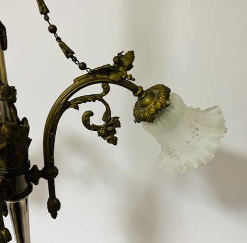 ANTIQUE FRENCH EMPIRE STYLE BRONZE CHANDELIER - ADDITIONAL PHOTO 7