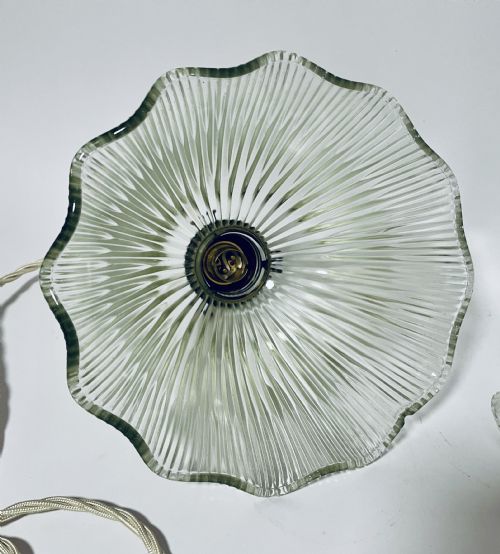 PAIR OF ANTIQUE GLASS HOLOPHANE PENDANT LIGHTS - ADDITIONAL PHOTO 4