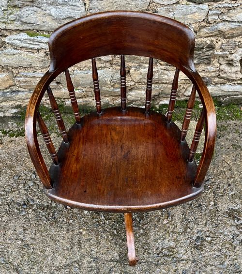 fig 1. Antique Oak Swivel Desk Chair