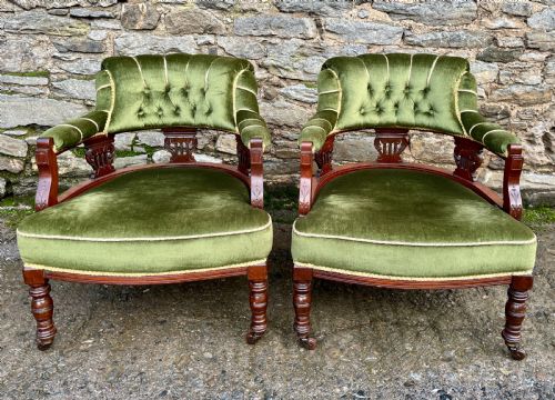 fig 1. Pair of Edwardian Mahogany Framed Tub Chairs
