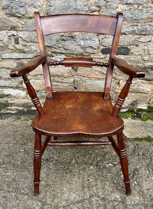 ANTIQUE WINDSOR BAR BACK CARVER CHAIR - ADDITIONAL PHOTO 1