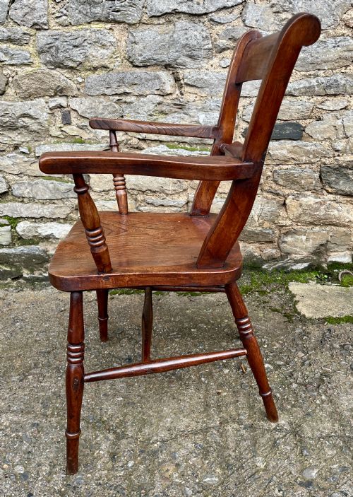 ANTIQUE WINDSOR BAR BACK CARVER CHAIR - ADDITIONAL PHOTO 4