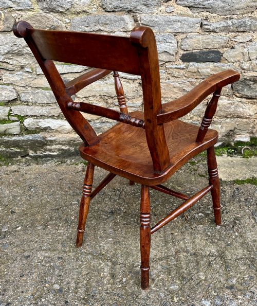 ANTIQUE WINDSOR BAR BACK CARVER CHAIR - ADDITIONAL PHOTO 6