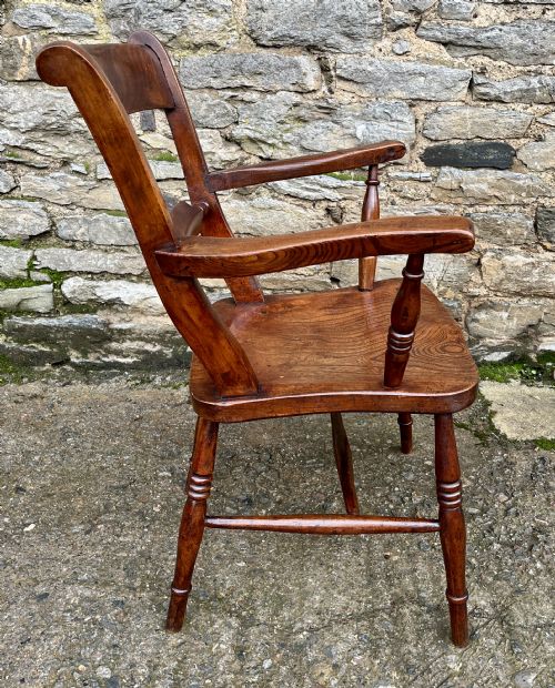 ANTIQUE WINDSOR BAR BACK CARVER CHAIR - ADDITIONAL PHOTO 7