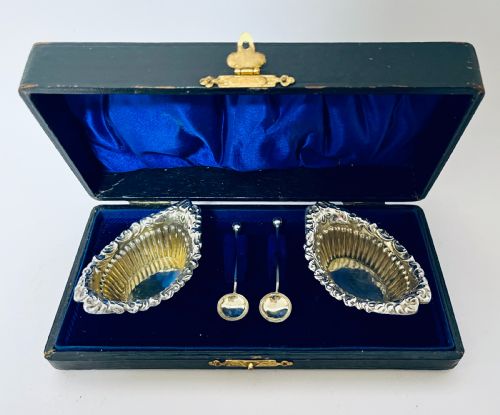 fig 1. Pair of Antique Silver Salts