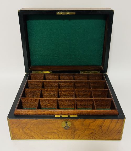 fig 2. Antique Burr Walnut Brass Bound Collectors Box