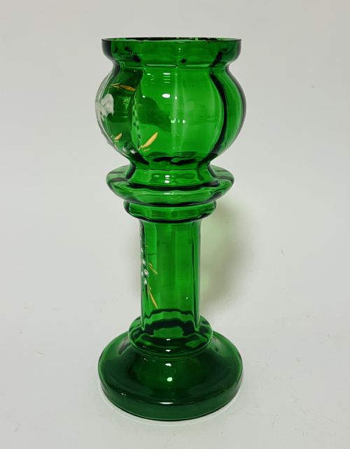 fig 1. Victorian Mary Gregory Green Glass Vase