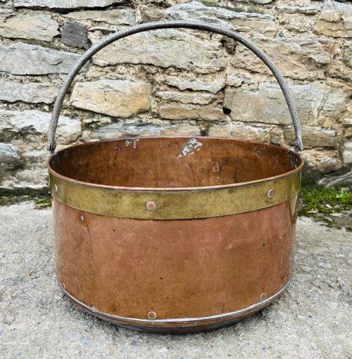 fig 1. Large Antique Copper and Brass Cauldron