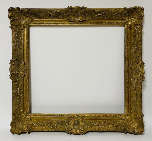 Large Antique Carved Wood and Gesso Picture Frame
