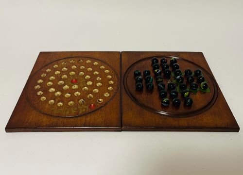 ANTIQUE MAHOGANY SOLITAIRE GAMES BOARD