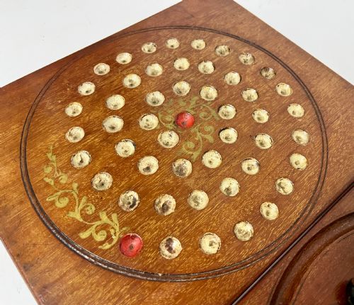 ANTIQUE MAHOGANY SOLITAIRE GAMES BOARD - ADDITIONAL PHOTO 6