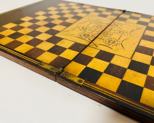 ANTIQUE MAHOGANY SOLITAIRE GAMES BOARD - ADDITIONAL PHOTO 13