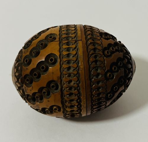 Victorian Carved Coquilla Nut Pomander