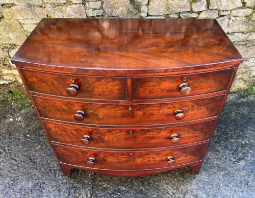 fig 1. Regency Mahogany Bow Front Chest of Drawers