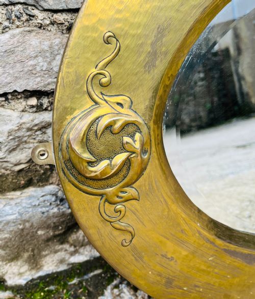 ARTS AND CRAFTS BRASS MIRROR - ADDITIONAL PHOTO 1
