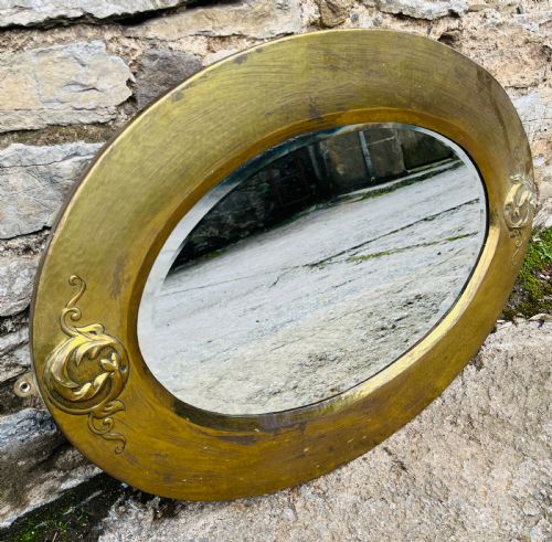 ARTS AND CRAFTS BRASS MIRROR - ADDITIONAL PHOTO 2