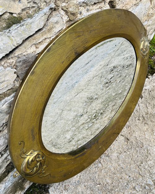 ARTS AND CRAFTS BRASS MIRROR - ADDITIONAL PHOTO 3
