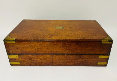 VICTORIAN MAHOGANY CAMPAIGN WRITING SLOPE - ADDITIONAL PHOTO 13