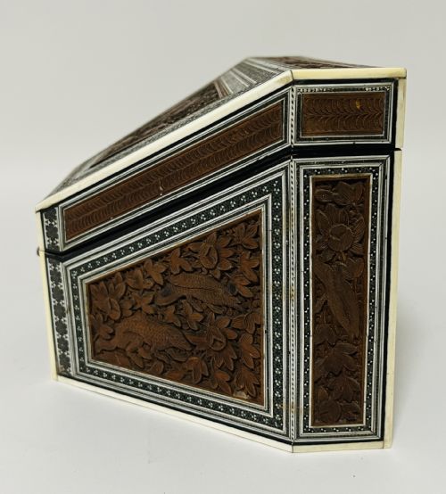 ANGLOINDIAN CARVED WOOD AND BONE STATIONERY BOX - ADDITIONAL PHOTO 6