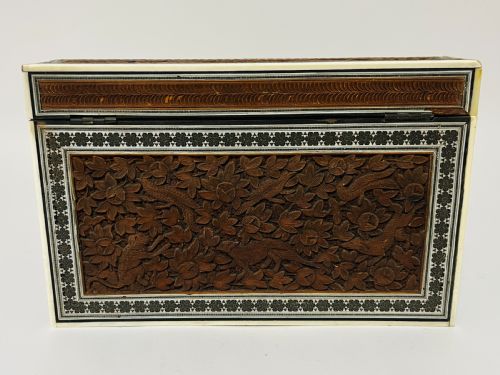 ANGLOINDIAN CARVED WOOD AND BONE STATIONERY BOX - ADDITIONAL PHOTO 12