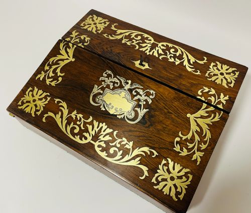fig 1. Antique Rosewood Brass Inlaid Writing Slope