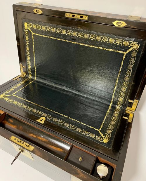 fig 1. Victorian Coromandel Writing Slope with Secret Drawers
