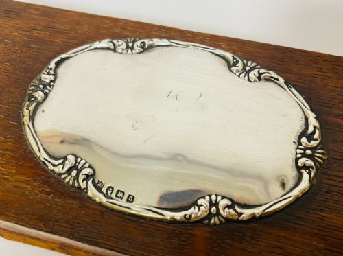 ANTIQUE SILVER MOUNTED OAK BOX - ADDITIONAL PHOTO 3