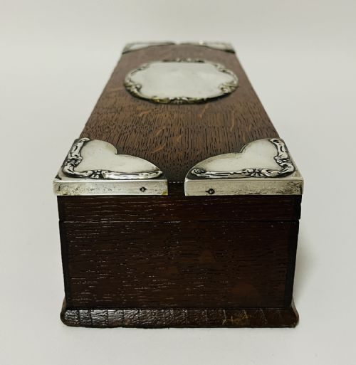 ANTIQUE SILVER MOUNTED OAK BOX - ADDITIONAL PHOTO 11