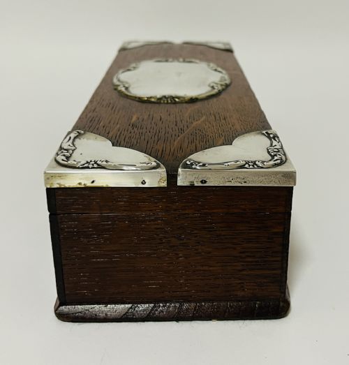ANTIQUE SILVER MOUNTED OAK BOX - ADDITIONAL PHOTO 13