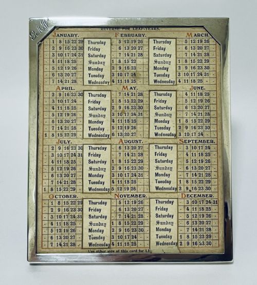ANTIQUE SILVER PERPETUAL DESK CALENDAR