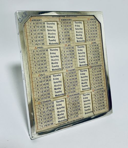 ANTIQUE SILVER PERPETUAL DESK CALENDAR - ADDITIONAL PHOTO 1