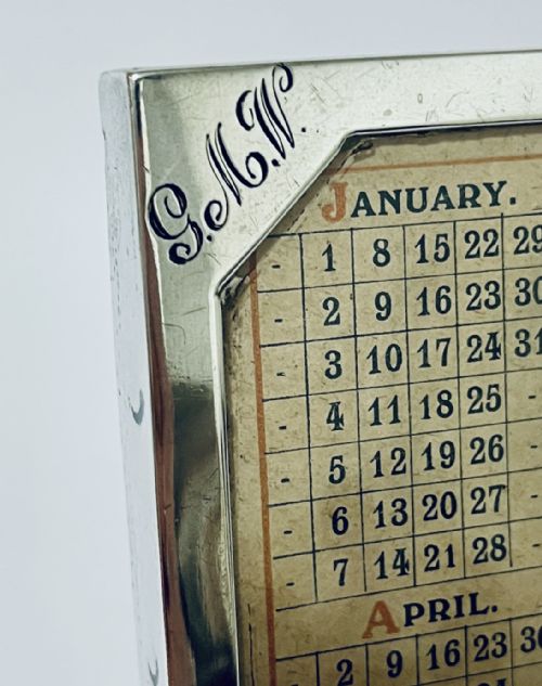 ANTIQUE SILVER PERPETUAL DESK CALENDAR - ADDITIONAL PHOTO 4