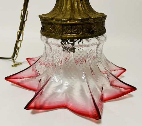 ANTIQUE CRANBERRY GLASS PENDANT - ADDITIONAL PHOTO 3