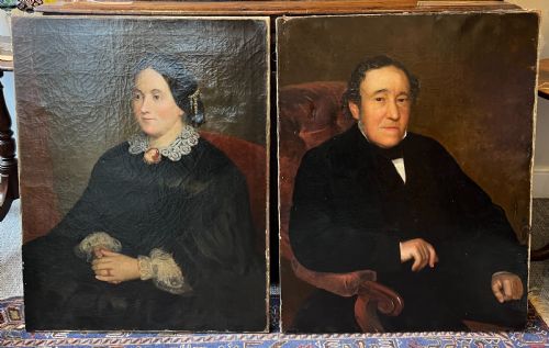 PAIR OF VICTORIAN OIL ON CANVAS PORTRAITS