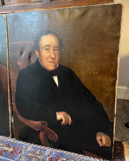 PAIR OF VICTORIAN OIL ON CANVAS PORTRAITS - ADDITIONAL PHOTO 6