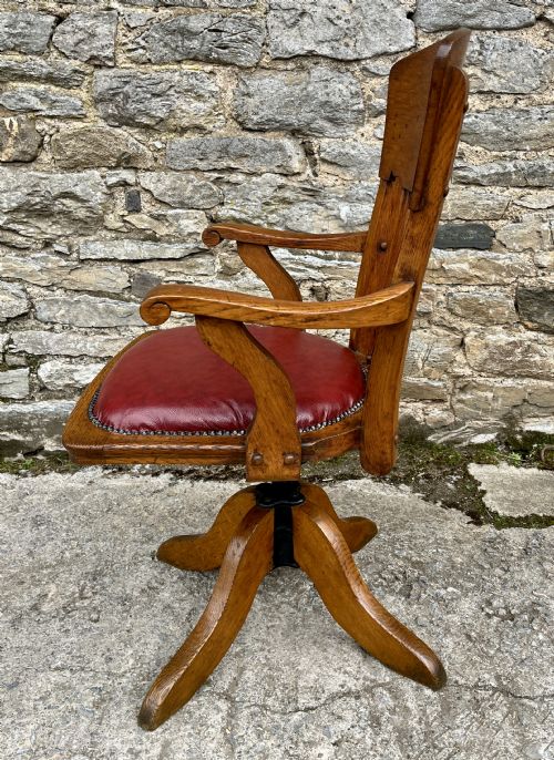 EDWARDIAN OAK SWIVEL AND TILT DESK CHAIR - ADDITIONAL PHOTO 7