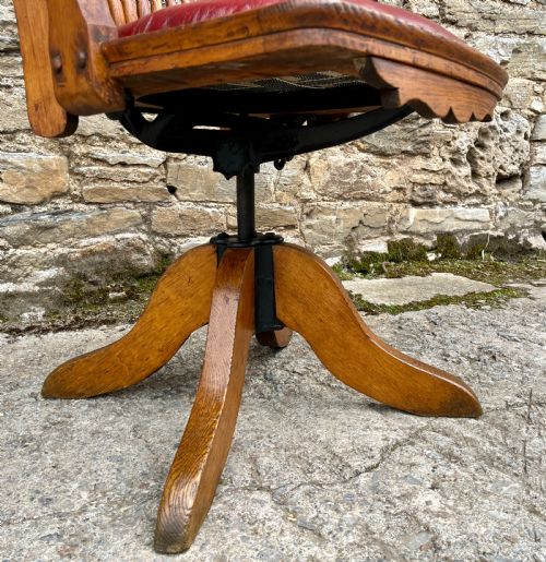EDWARDIAN OAK SWIVEL AND TILT DESK CHAIR - ADDITIONAL PHOTO 6