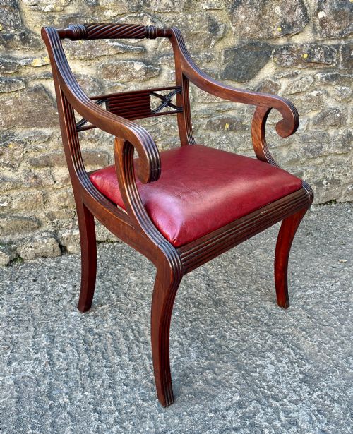 REGENCY MAHOGANY SCROLL ARM CHAIR - ADDITIONAL PHOTO 5