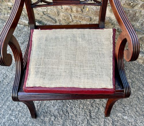 REGENCY MAHOGANY SCROLL ARM CHAIR - ADDITIONAL PHOTO 8