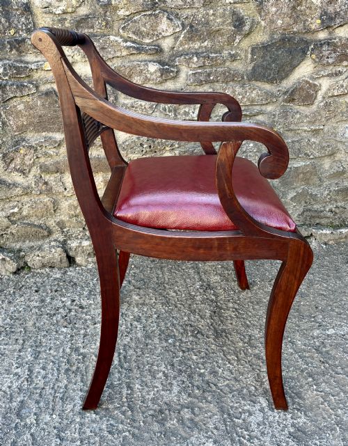 REGENCY MAHOGANY SCROLL ARM CHAIR - ADDITIONAL PHOTO 14