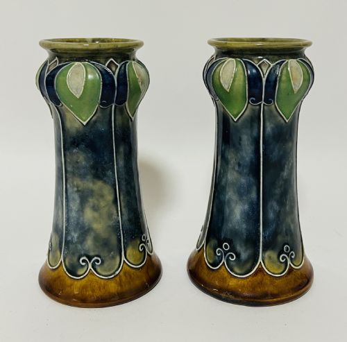 PAIR OF ROYAL DOULTON ART NOUVEAU VASES