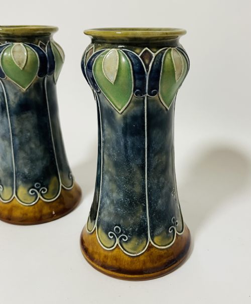 PAIR OF ROYAL DOULTON ART NOUVEAU VASES - ADDITIONAL PHOTO 2