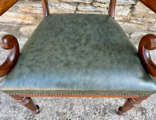 VICTORIAN MAHOGANY SCROLL ARM CARVER CHAIR - ADDITIONAL PHOTO 4