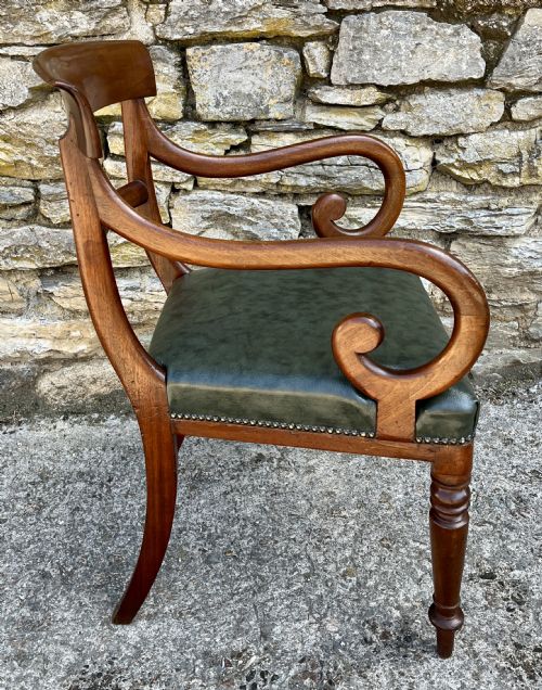 VICTORIAN MAHOGANY SCROLL ARM CARVER CHAIR - ADDITIONAL PHOTO 8