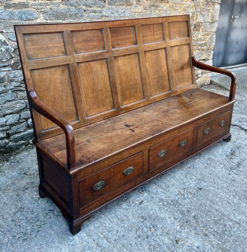 fig 1. Georgian Oak Panelled Box Settle