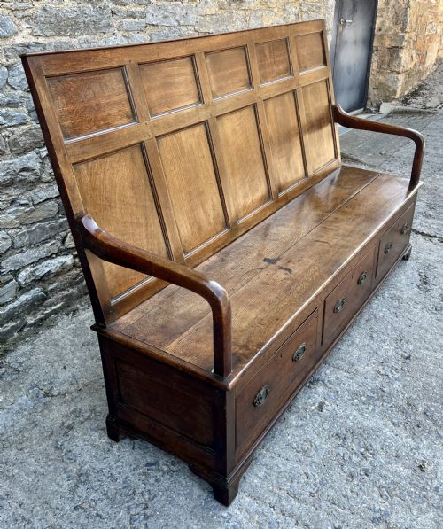 fig 2. Georgian Oak Panelled Box Settle