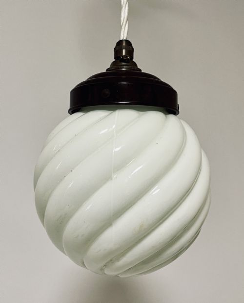 fig 1. Art Deco Opaline Pendant with Bakelite Gallery