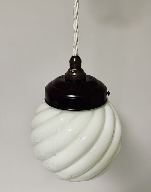 fig 2. Art Deco Opaline Pendant with Bakelite Gallery
